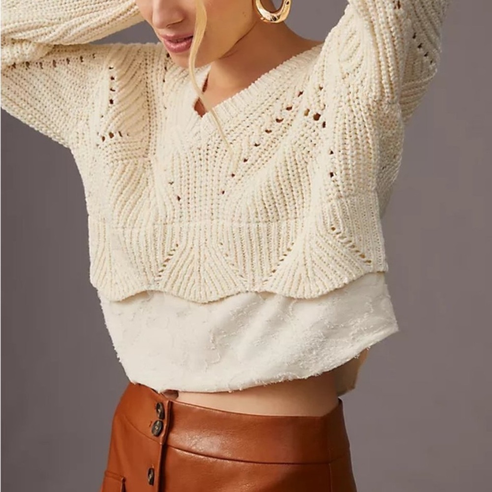 Anthropologie Layered Cropped Sweater - Size XS